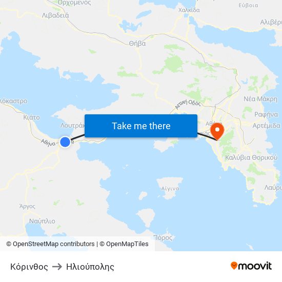 Κόρινθος to Ηλιούπολης map