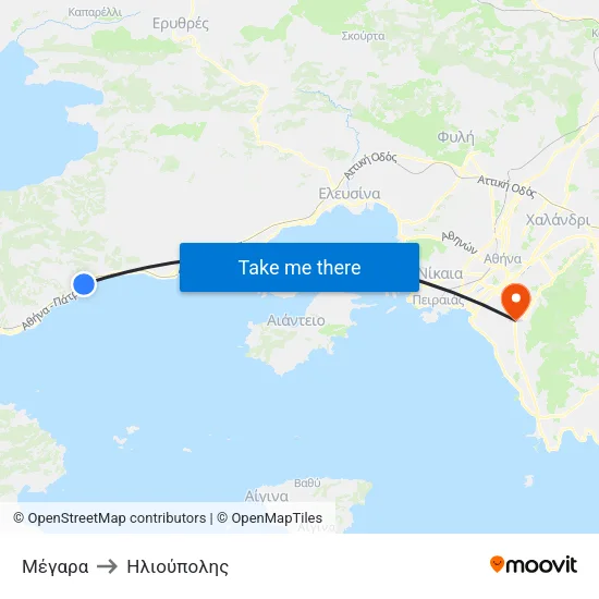 Μέγαρα to Ηλιούπολης map