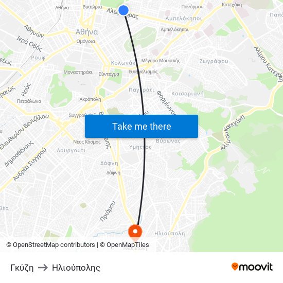 Γκύζη to Ηλιούπολης map