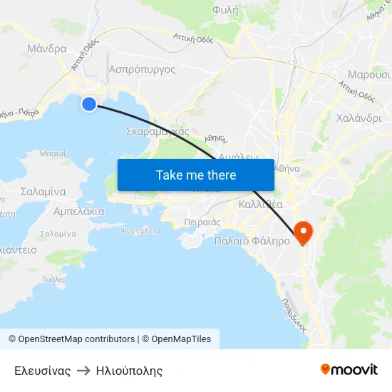 Ελευσίνας to Ηλιούπολης map