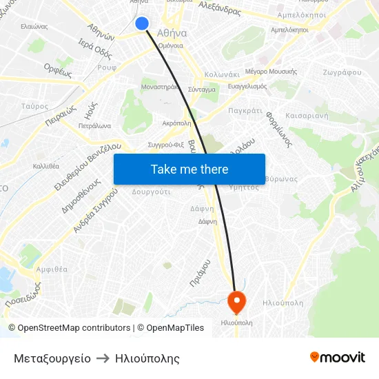 Μεταξουργείο to Ηλιούπολης map