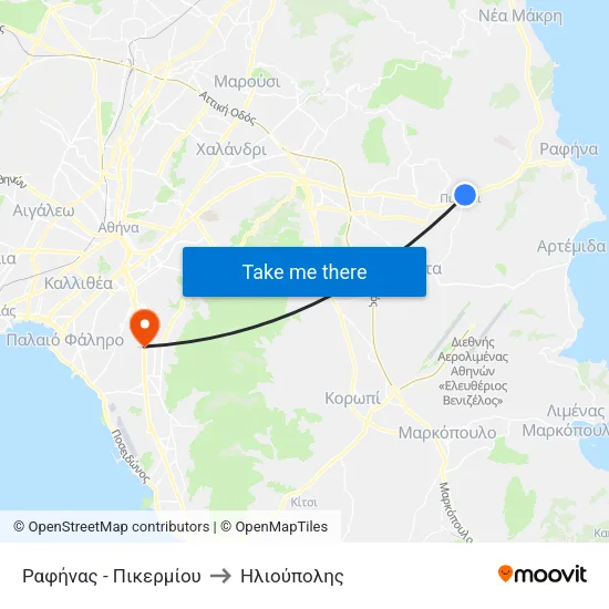 Ραφήνας - Πικερμίου to Ηλιούπολης map