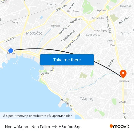 Νέο Φάληρο - Neo Faliro to Ηλιούπολης map