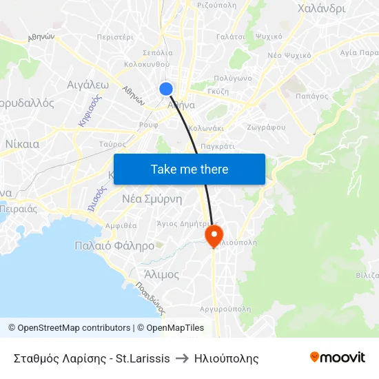 Σταθμός Λαρίσης - St.Larissis to Ηλιούπολης map