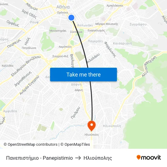 Πανεπιστήμιο - Panepistimio to Ηλιούπολης map
