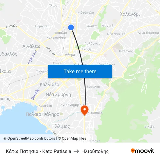 Κάτω Πατήσια - Kato Patissia to Ηλιούπολης map