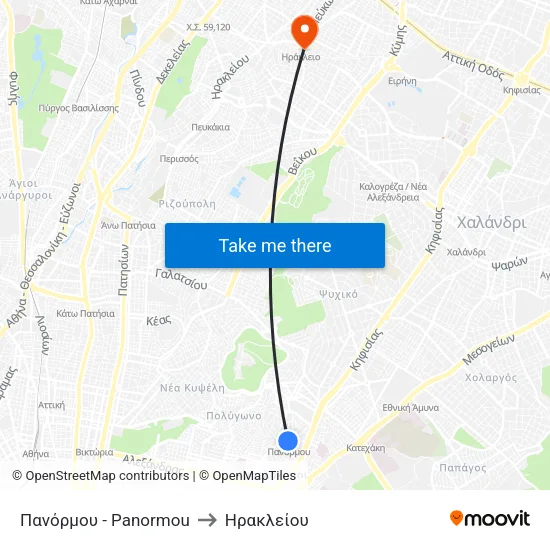 Πανόρμου - Panormou to Ηρακλείου map