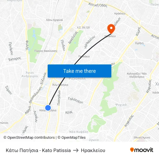 Κάτω Πατήσια - Kato Patissia to Ηρακλείου map