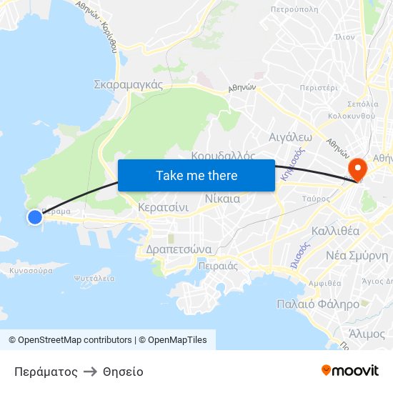 Περάματος to Θησείο map