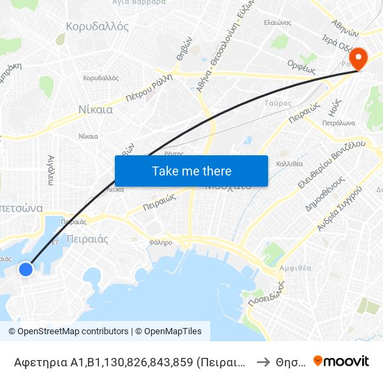 Αφετηρια Α1,Β1,130,826,843,859 (Πειραιασ) - Peiraias to Θησείο map