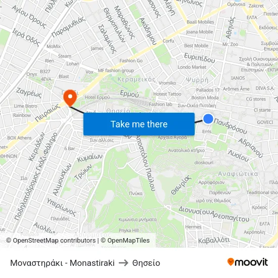 Μοναστηράκι - Monastiraki to Θησείο map