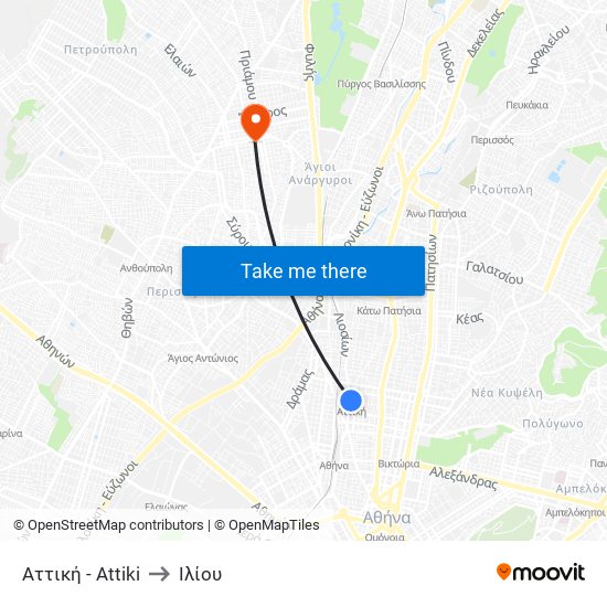Αττική - Attiki to Ιλίου map