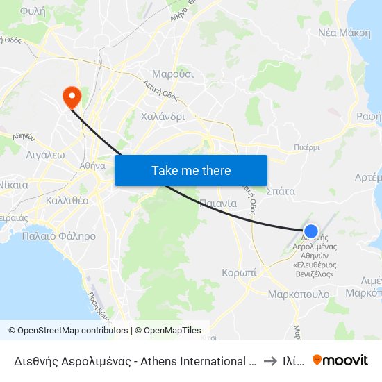 Διεθνής Αερολιμένας - Athens International Airport to Ιλίου map