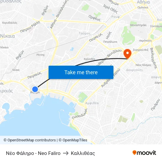 Νέο Φάληρο - Neo Faliro to Καλλιθέας map