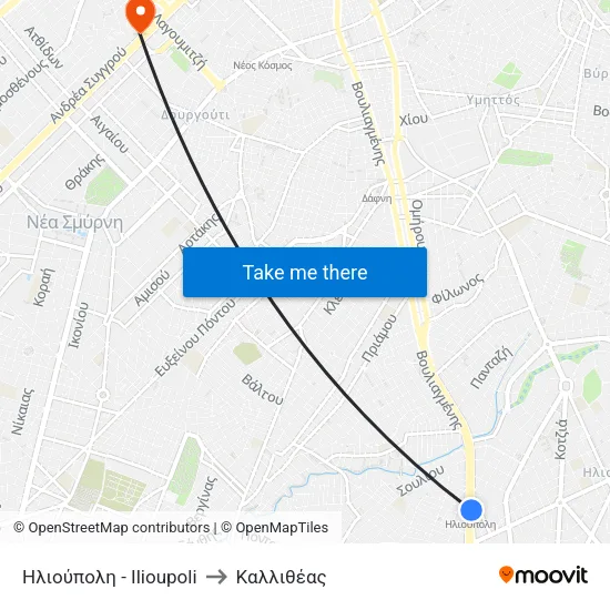 Ηλιούπολη - Ilioupoli to Καλλιθέας map