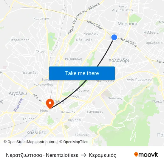 Νερατζιώτισσα - Nerantziotissa to Κεραμεικός map