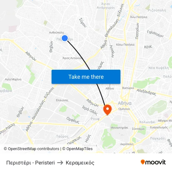 Περιστέρι - Peristeri to Κεραμεικός map