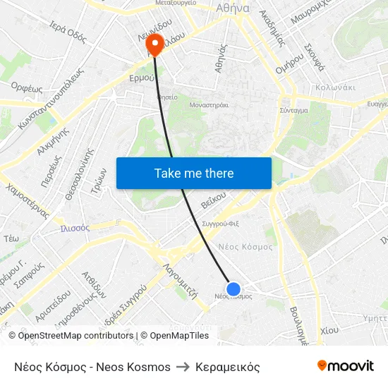 Νέος Κόσμος - Neos Kosmos to Κεραμεικός map