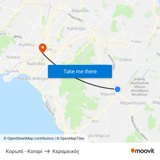 Κορωπί - Koropi to Κεραμεικός map