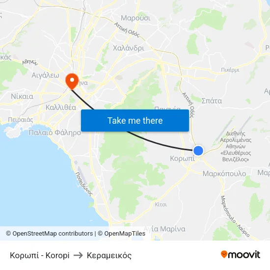 Κορωπί - Koropi to Κεραμεικός map