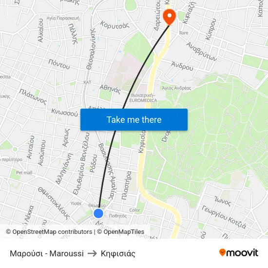 Μαρούσι - Maroussi to Κηφισιάς map