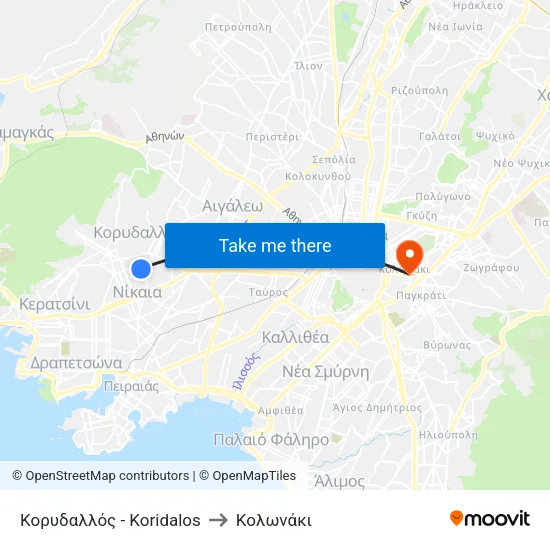 Κορυδαλλός - Koridalos to Κολωνάκι map