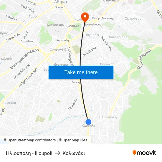 Ηλιούπολη - Ilioupoli to Κολωνάκι map