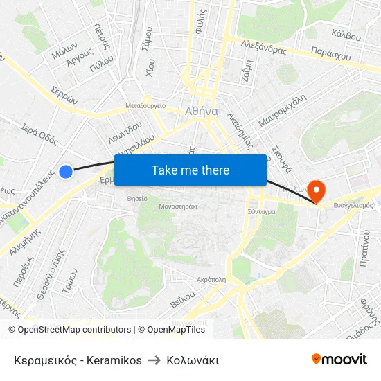 Κεραμεικός - Keramikos to Κολωνάκι map