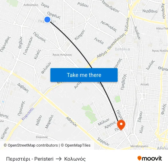 Περιστέρι - Peristeri to Κολωνός map