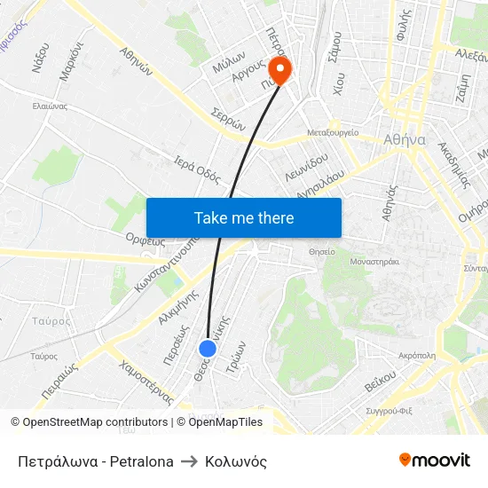 Πετράλωνα - Petralona to Κολωνός map