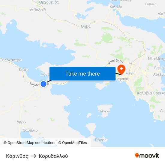 Κόρινθος to Κορυδαλλού map