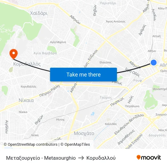 Μεταξουργείο - Metaxourghio to Κορυδαλλού map