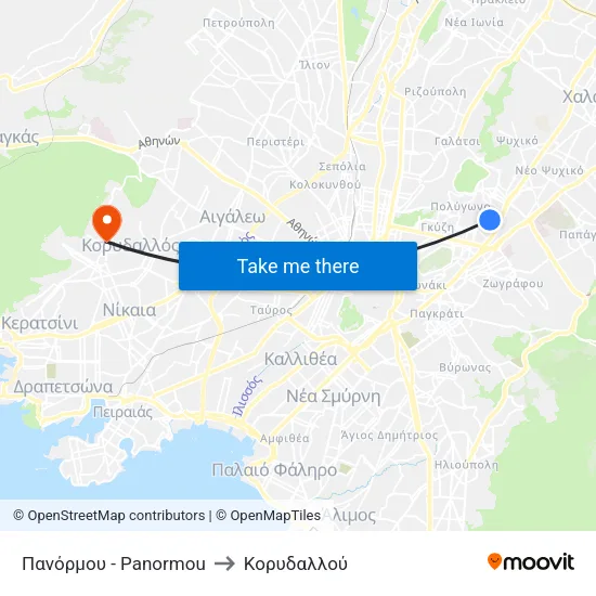 Πανόρμου - Panormou to Κορυδαλλού map