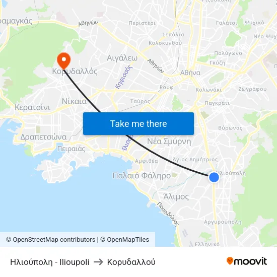 Ηλιούπολη - Ilioupoli to Κορυδαλλού map