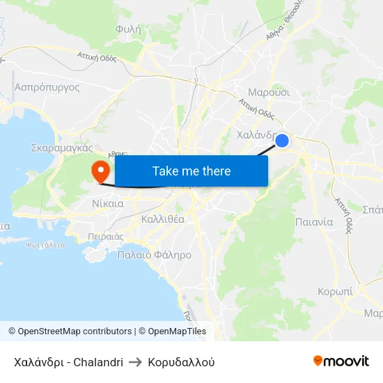 Χαλάνδρι - Chalandri to Κορυδαλλού map
