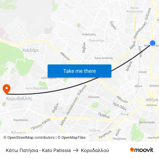 Κάτω Πατήσια - Kato Patissia to Κορυδαλλού map
