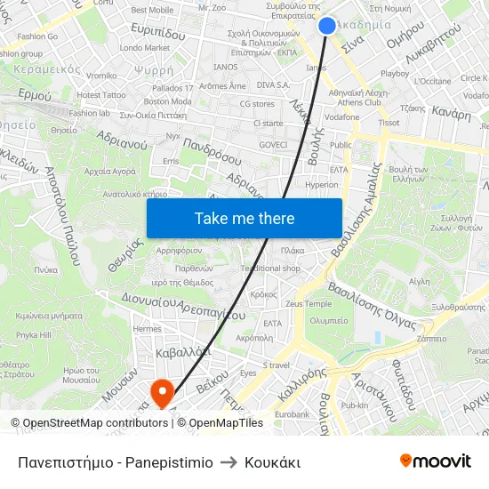 Πανεπιστήμιο - Panepistimio to Κουκάκι map