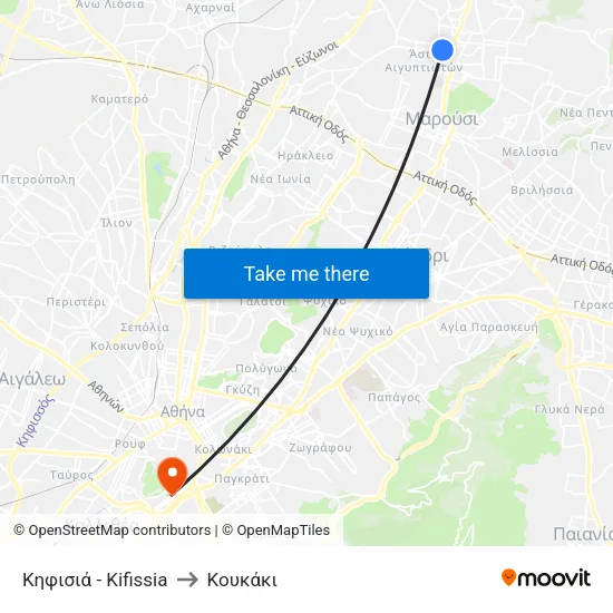 Κηφισιά - Kifissia to Κουκάκι map