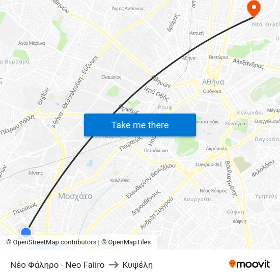 Νέο Φάληρο - Neo Faliro to Κυψέλη map