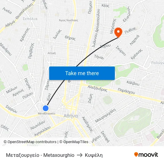 Μεταξουργείο - Metaxourghio to Κυψέλη map