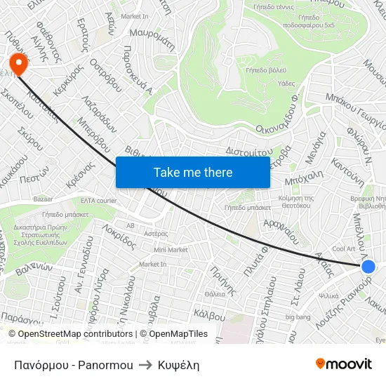Πανόρμου - Panormou to Κυψέλη map