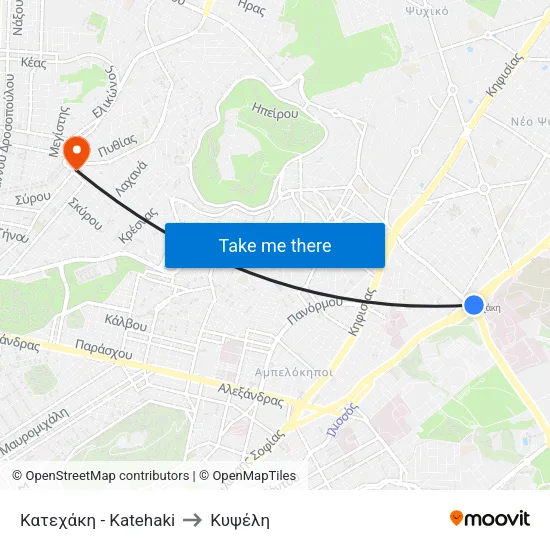 Κατεχάκη - Katehaki to Κυψέλη map