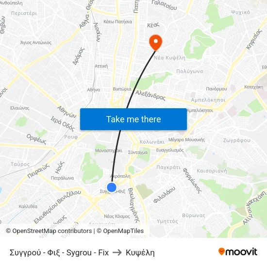 Συγγρού - Φιξ - Sygrou - Fix to Κυψέλη map