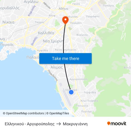 Ελληνικού - Αργυρούπολης to Μακρυγιάννη map