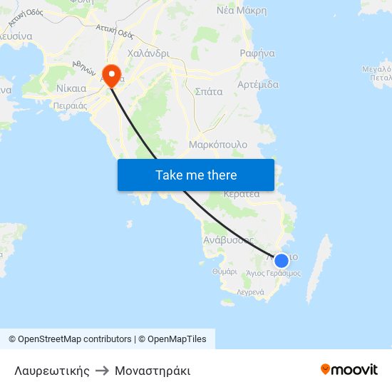 Λαυρεωτικής to Μοναστηράκι map