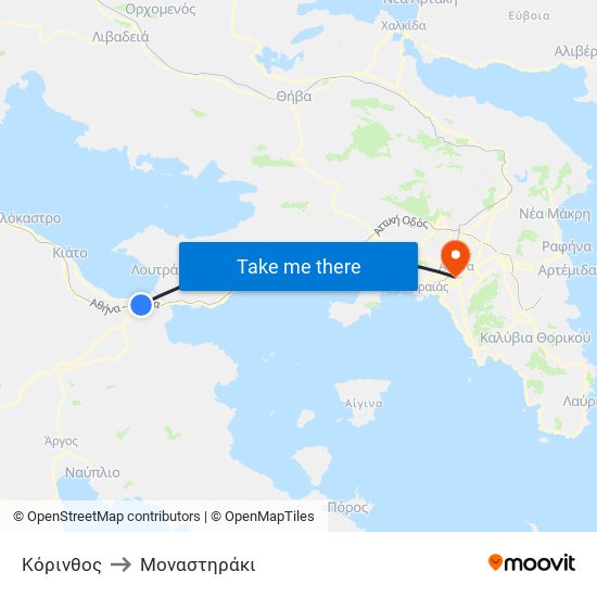 Κόρινθος to Μοναστηράκι map