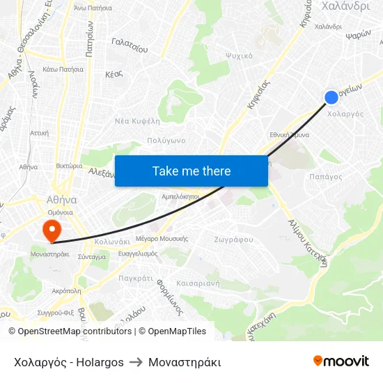 Χολαργός - Holargos to Μοναστηράκι map