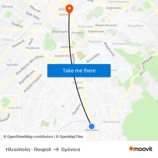 Ηλιούπολη - Ilioupoli to Ομόνοια map