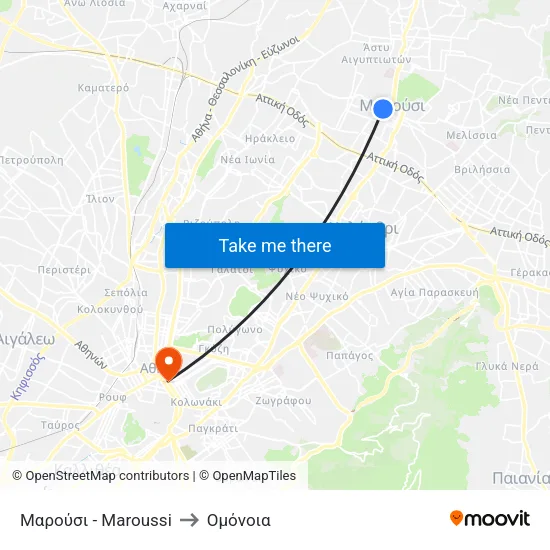 Μαρούσι - Maroussi to Ομόνοια map