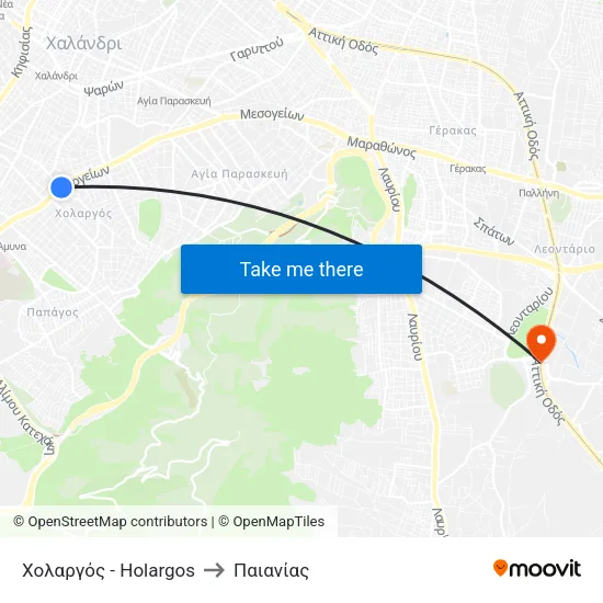 Χολαργός - Holargos to Παιανίας map